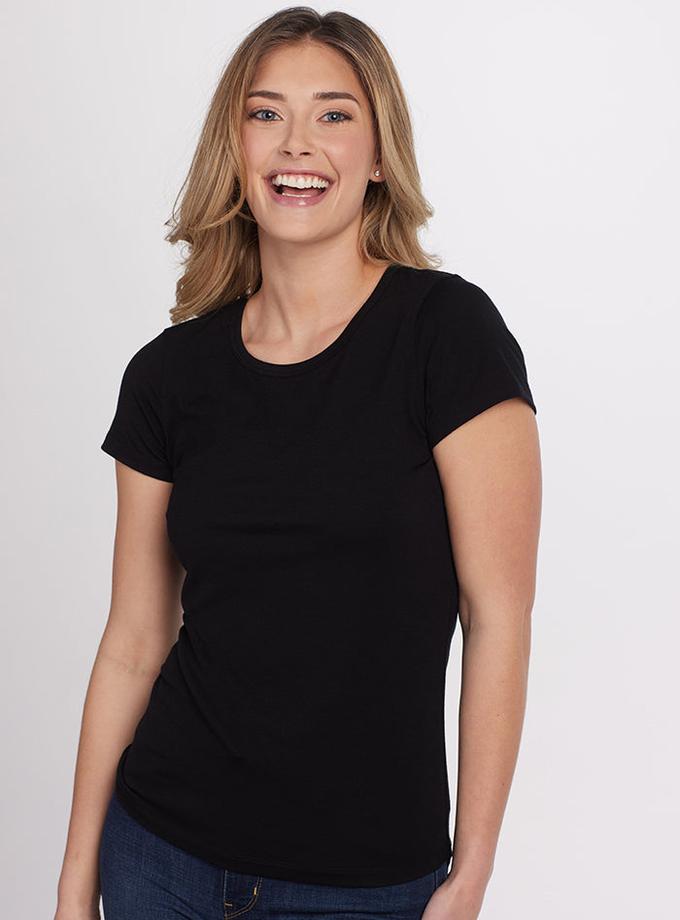 Woolx Addie Short Sleeve Crew - Black Best Price