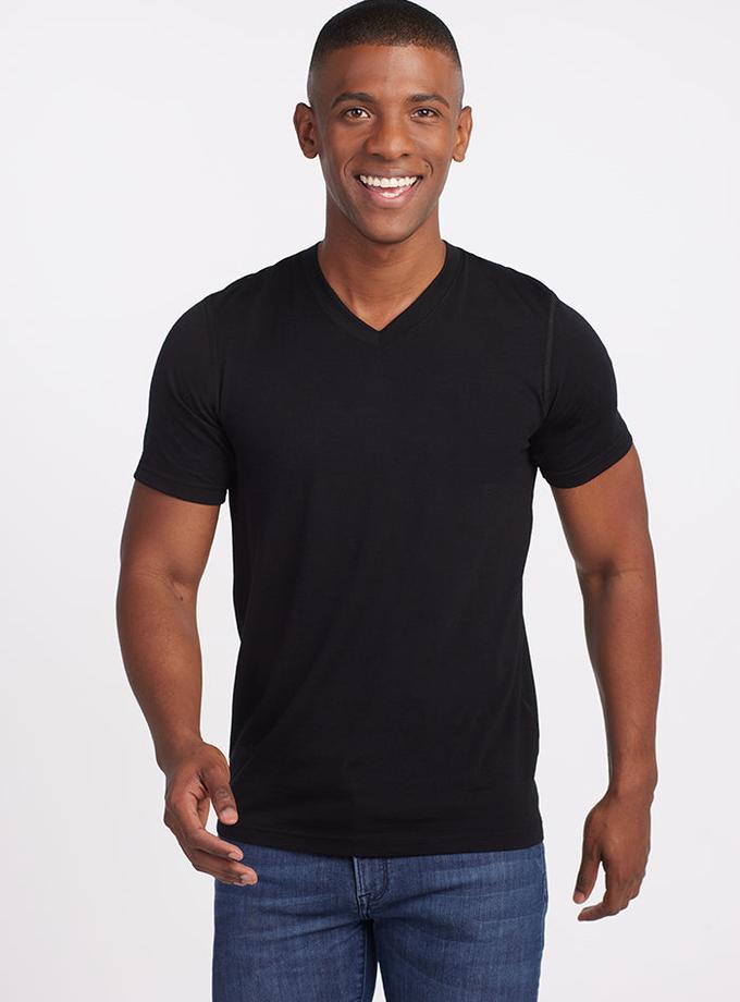 Woolx Ashton V Neck - Black Same Day Delivery