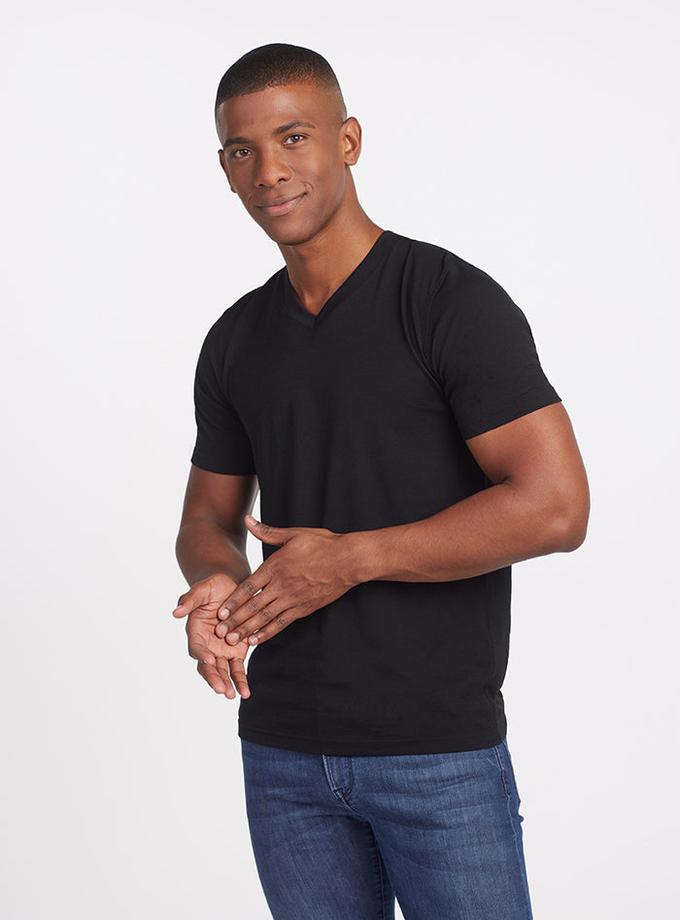 Woolx Ashton V Neck - Black Same Day Delivery