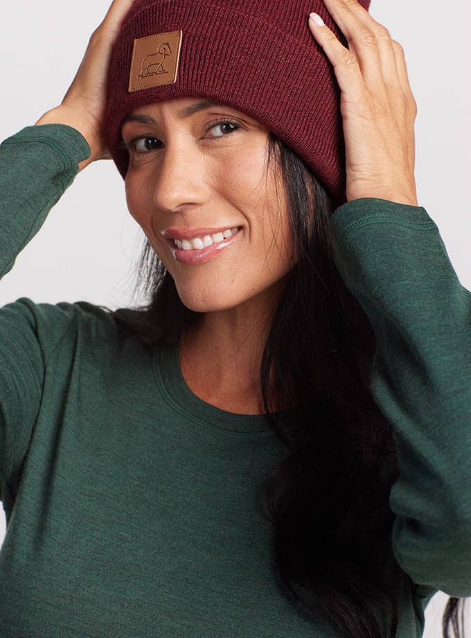 Woolx Baylor Beanie - Cranberry Melange Same Day Delivery