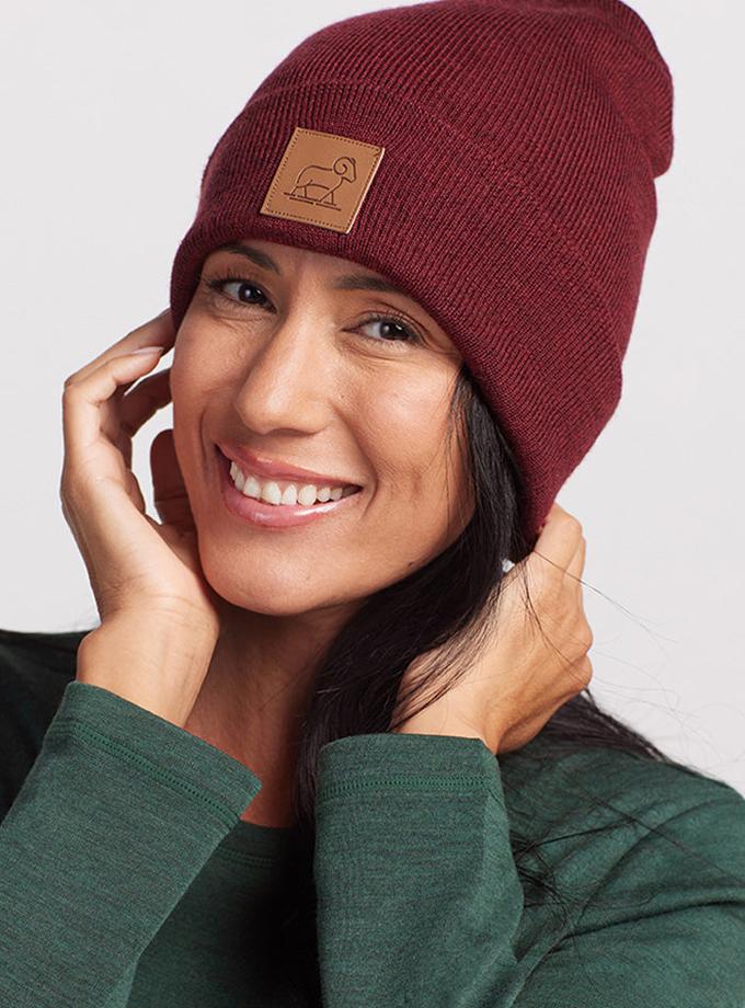 Woolx Baylor Beanie - Cranberry Melange Same Day Delivery