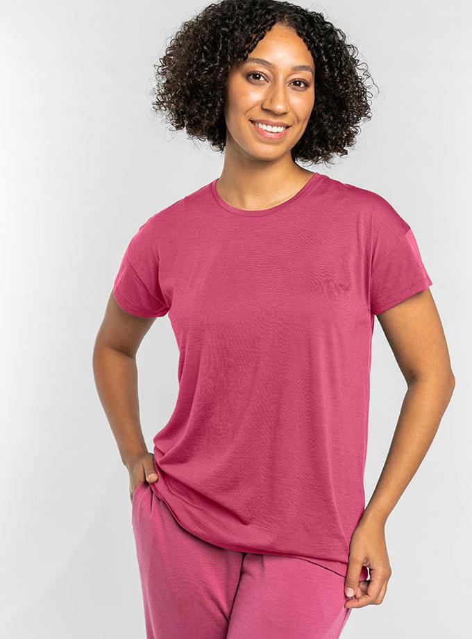 Woolx Billie Lounge Tee - Red Violet Free shipping