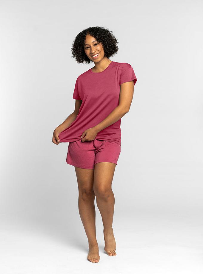 Woolx Billie Lounge Tee - Red Violet Free shipping