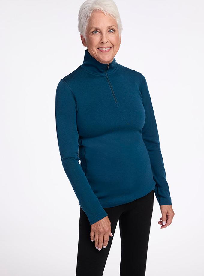 Woolx Brooke 1/4 Zip - Real Teal High Quality