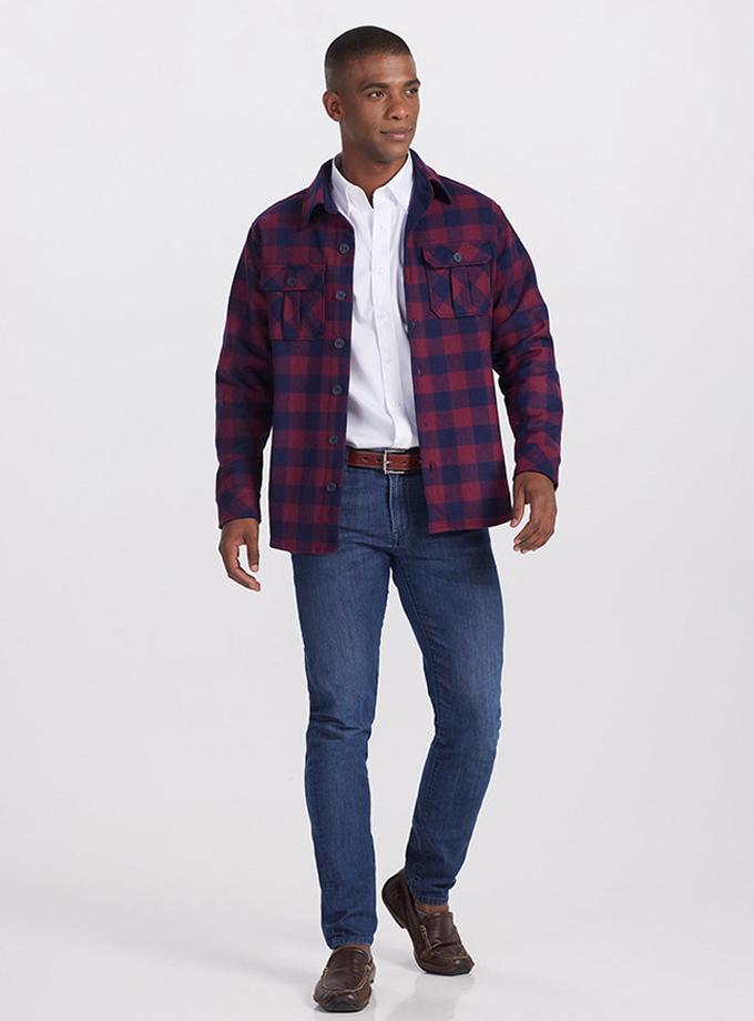 Woolx Burlington Jacket - Cranberry Navy Checkered Same Day Delivery