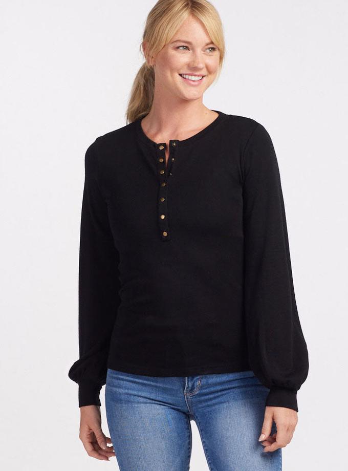 Woolx Charlotte Puff Sleeve Top - Black Best Seller