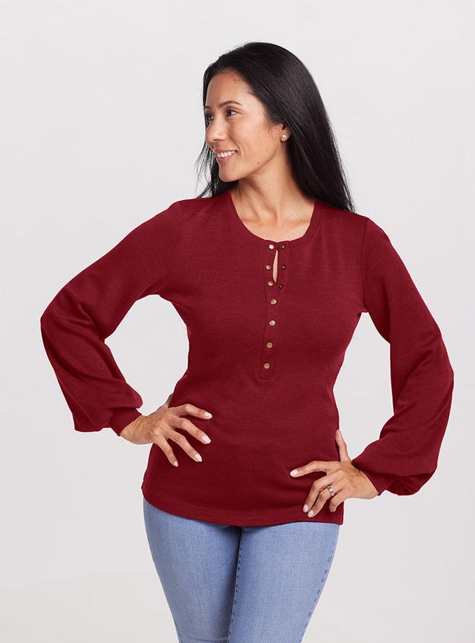 Woolx Charlotte Puff Sleeve Top - Sweet Pepper Same Day Delivery