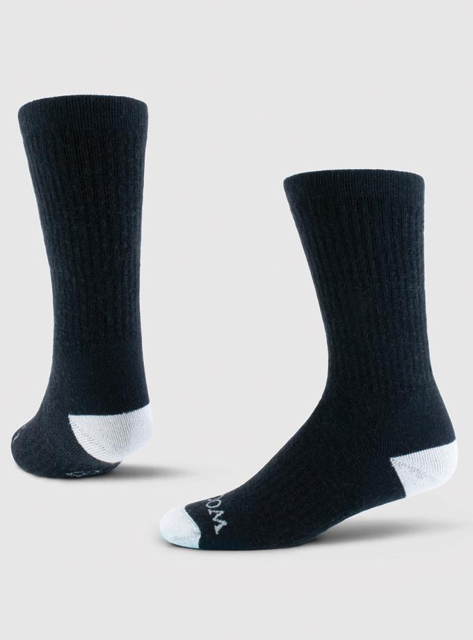 Woolx Core Crew Socks Full Cushion - Black Same Day Delivery