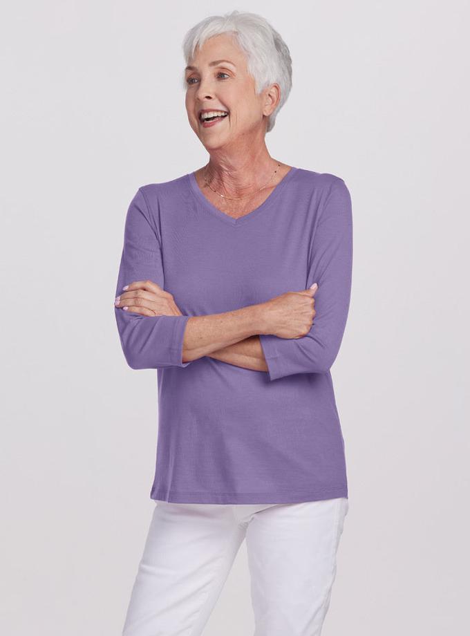 Woolx Elena V Neck - Montana Grape Free shipping