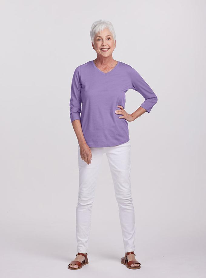 Woolx Elena V Neck - Montana Grape Free shipping