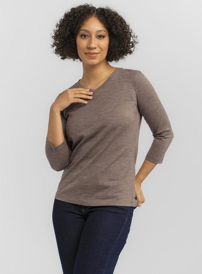 Woolx Elena V Neck - Simply Taupe Best Seller