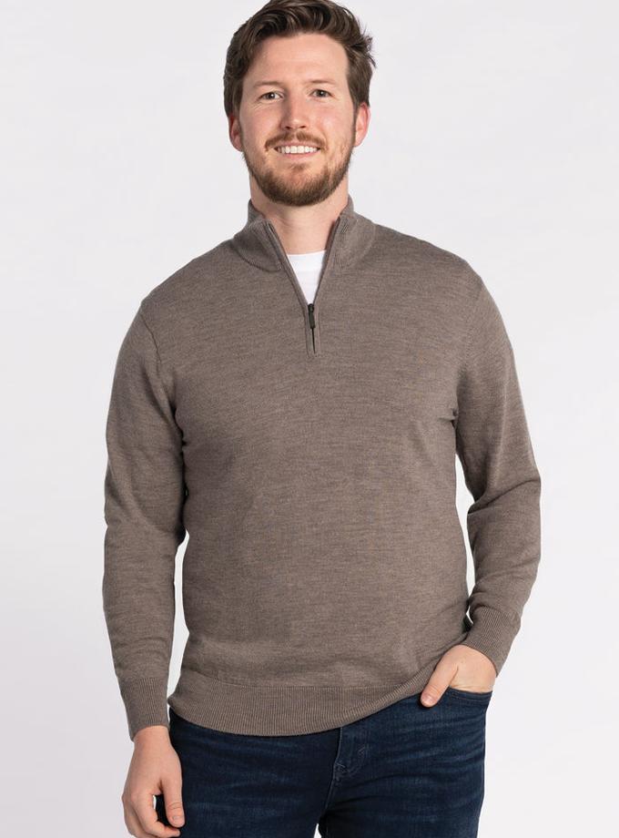 Woolx Enzo Quarter Zip - Sable Best Seller