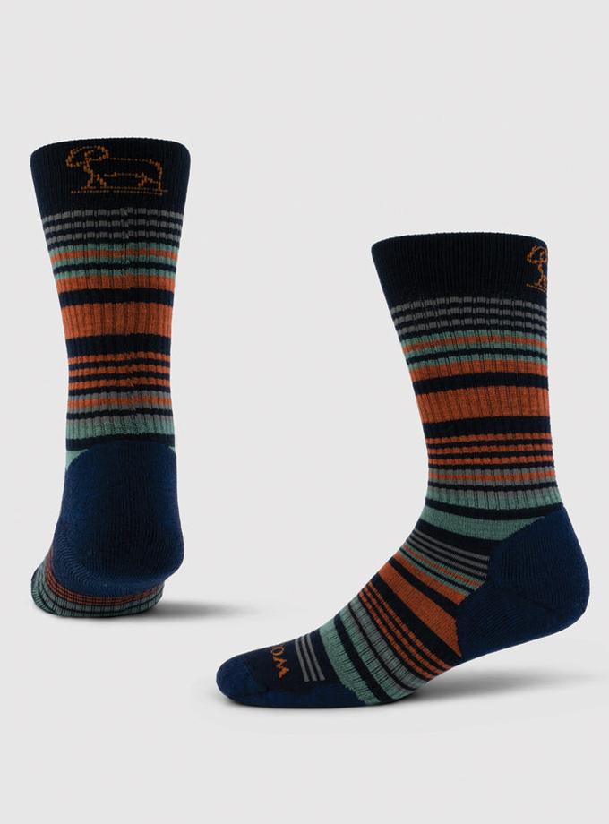 Woolx Everyday Crew Socks Light Cushion - Deep Navy Stripe For Sale