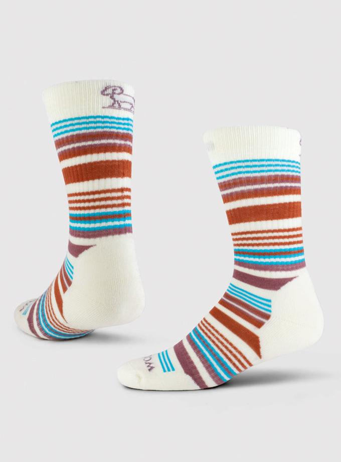 Woolx Everyday Crew Socks Light Cushion - Natural Stripe Best Price