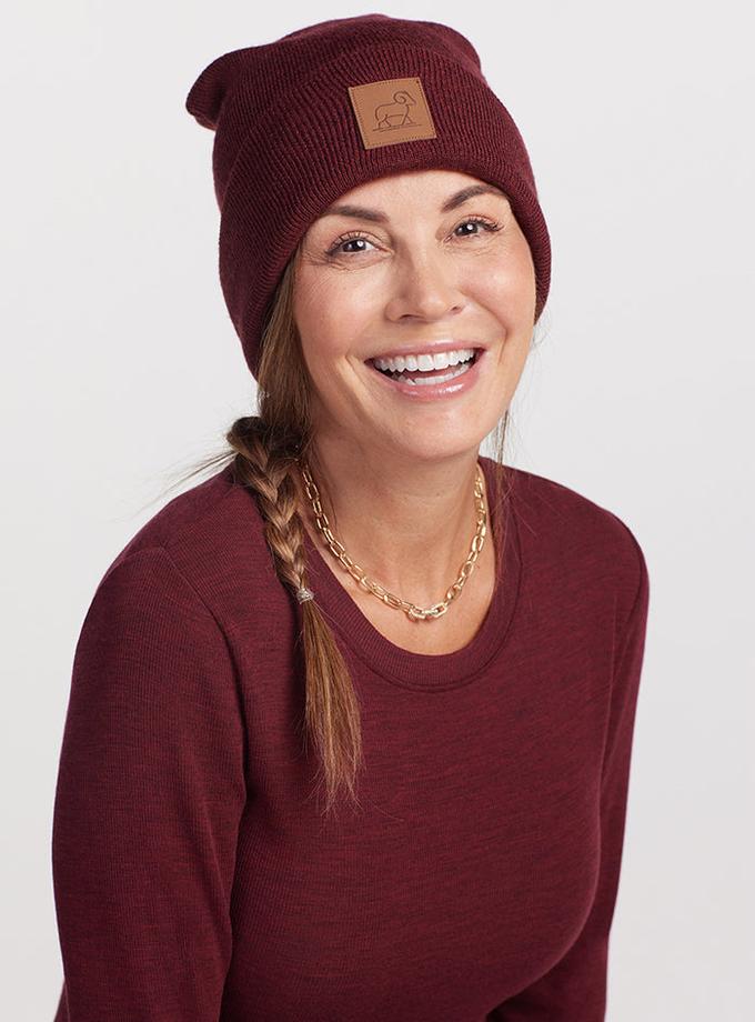 Woolx Hadley Ribbed Crew - Cranberry Melange Best Price