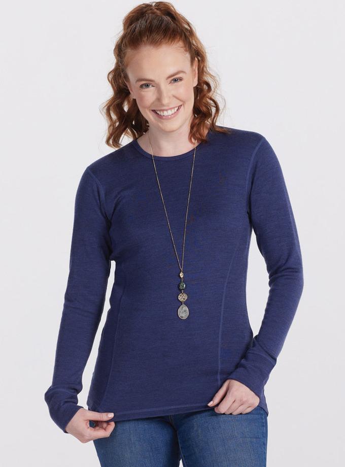 Woolx Hannah Long Sleeve Top - Navy Melange Best Seller