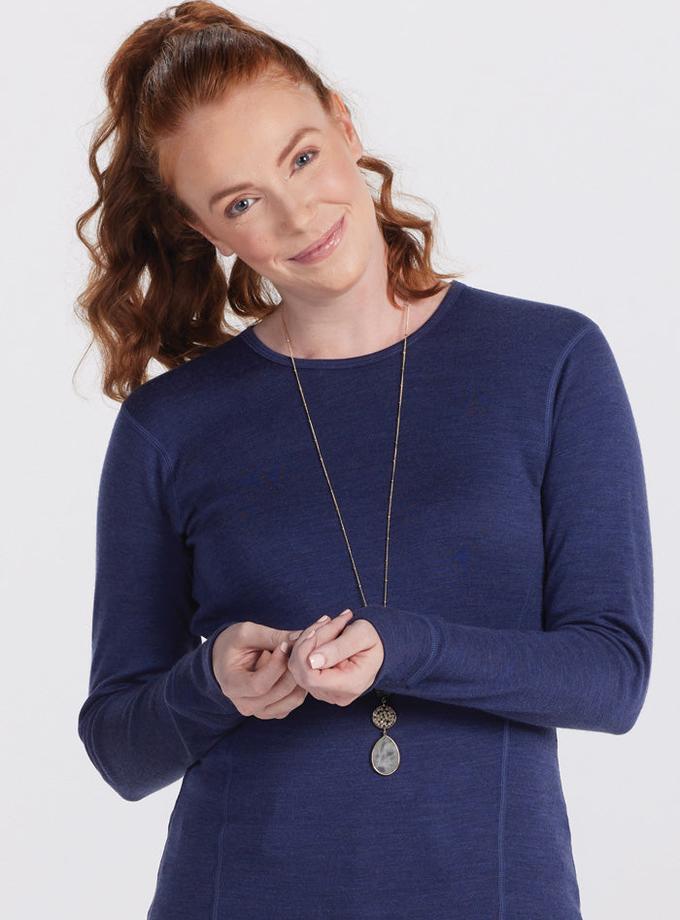 Woolx Hannah Long Sleeve Top - Navy Melange Best Seller