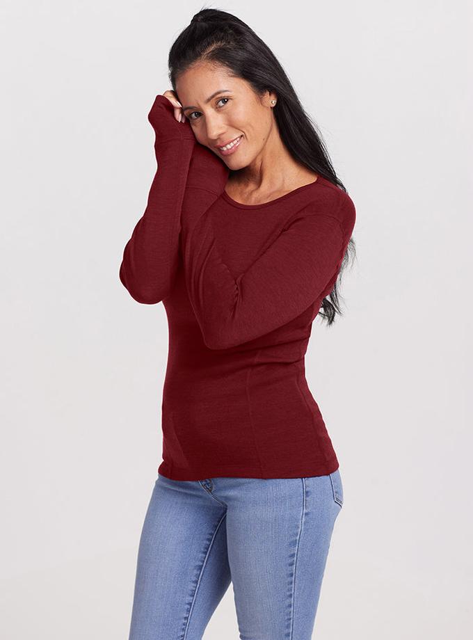 Woolx Hannah Long Sleeve Top - Sweet Pepper For Sale