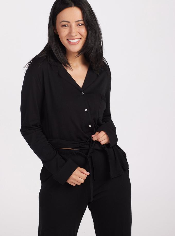 Woolx Harper FeatherTouch® Pajama Set - Black High Quality