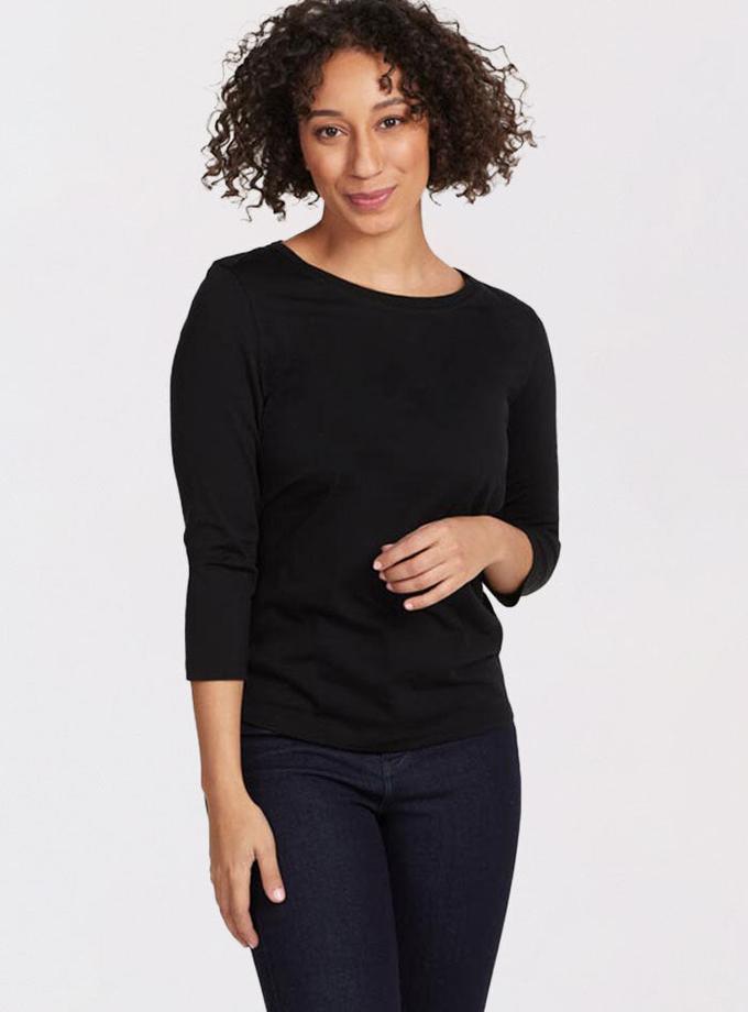 Woolx Jenny 3/4 Sleeve Crew Neck - Black For Sale