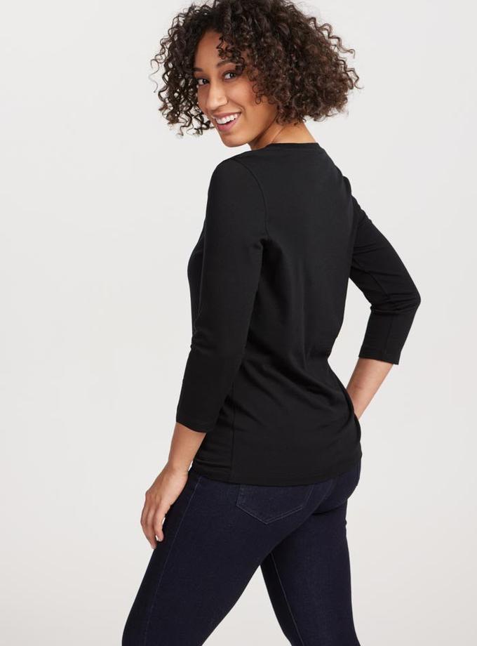 Woolx Jenny 3/4 Sleeve Crew Neck - Black For Sale