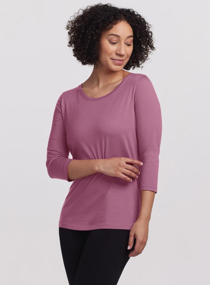 Woolx Jenny 3/4 Sleeve Crew Neck - Mesa Rose Best Price