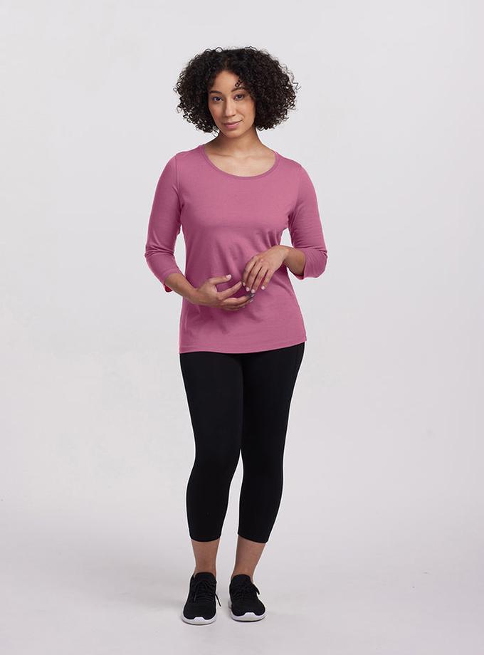 Woolx Jenny 3/4 Sleeve Crew Neck - Mesa Rose Best Price