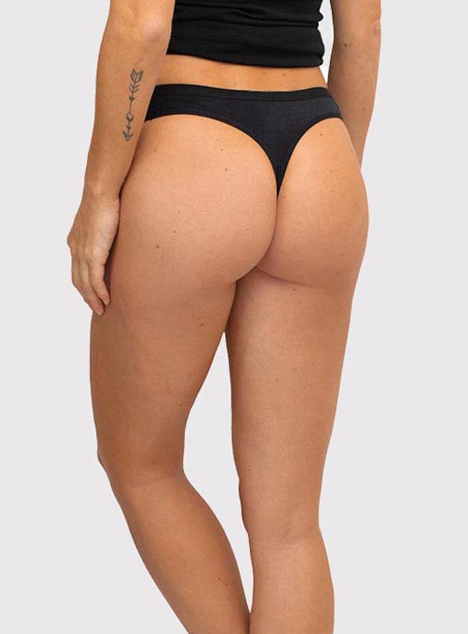 Woolx Kylie Thong Underwear - Black Best Seller