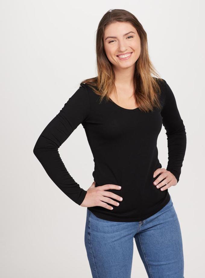 Woolx Layla V Neck Top - Black Best Buy