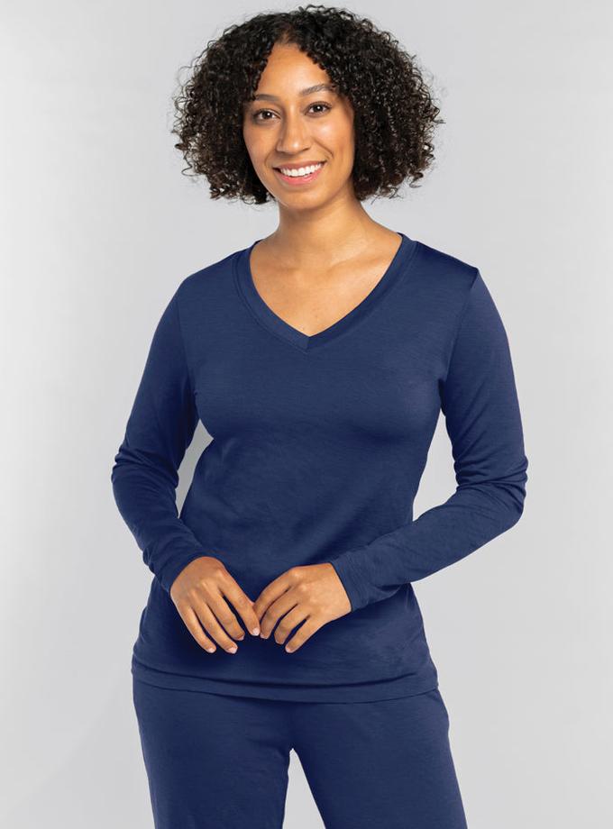 Woolx Lily V Neck Lounge Top - Starry Night Same Day Delivery