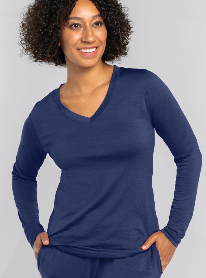 Woolx Lily V Neck Lounge Top - Starry Night Same Day Delivery