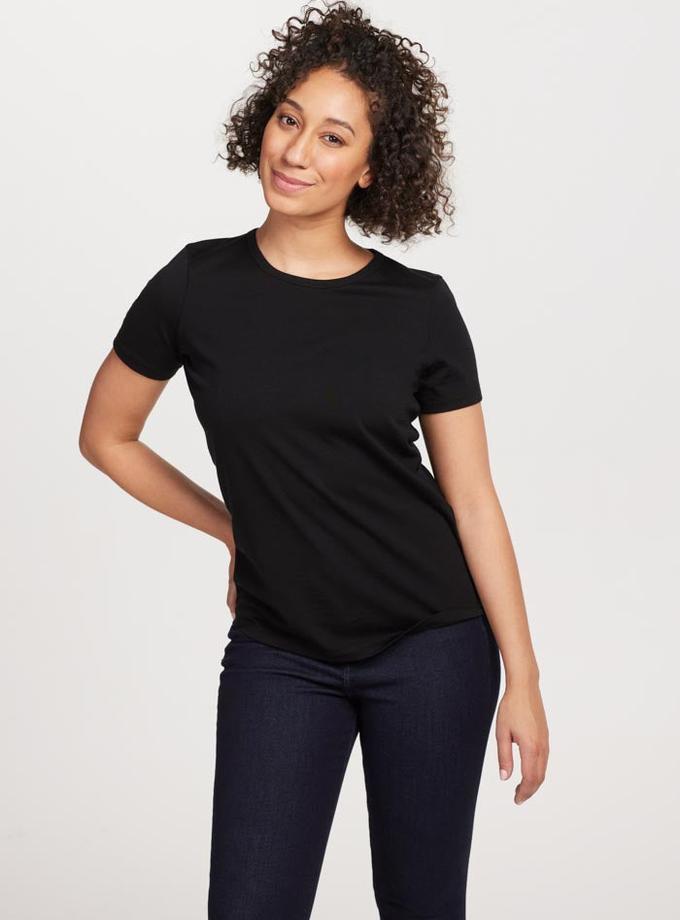 Woolx Liza Crew Neck Tee - Black Same Day Delivery