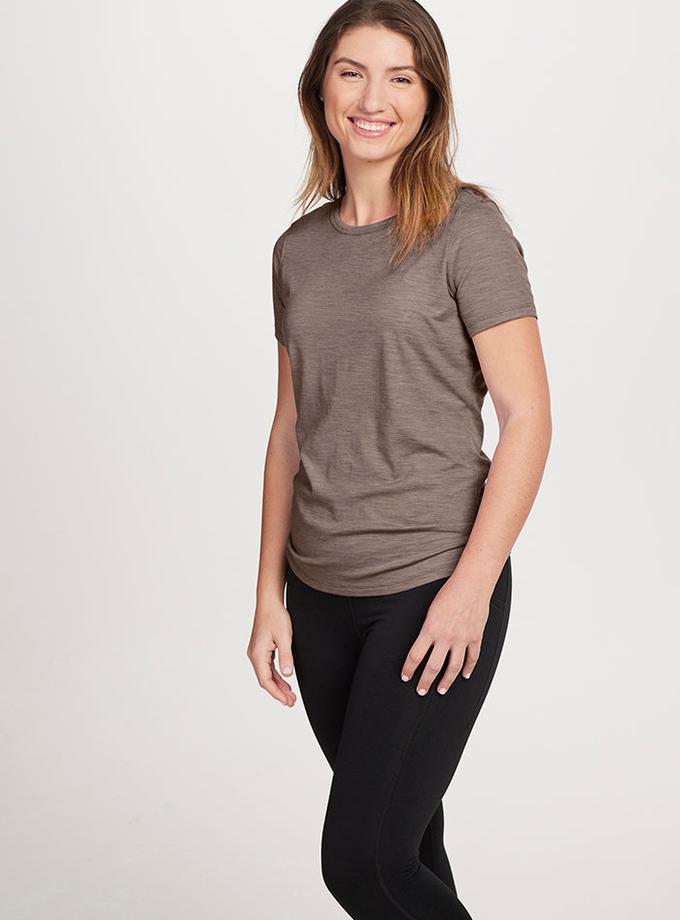 Woolx Liza Crew Neck Tee - Simply Taupe For Sale