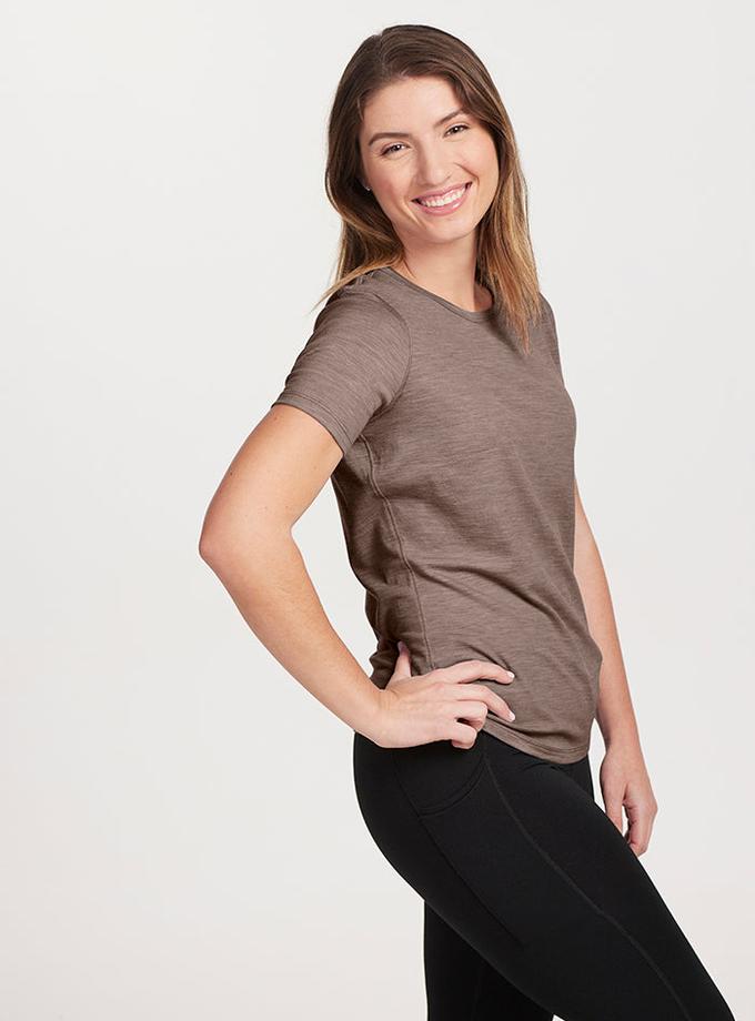 Woolx Liza Crew Neck Tee - Simply Taupe For Sale