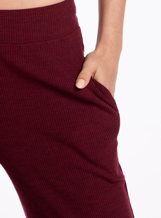 Woolx Luca Ribbed Pants - Cranberry Melange High Quality