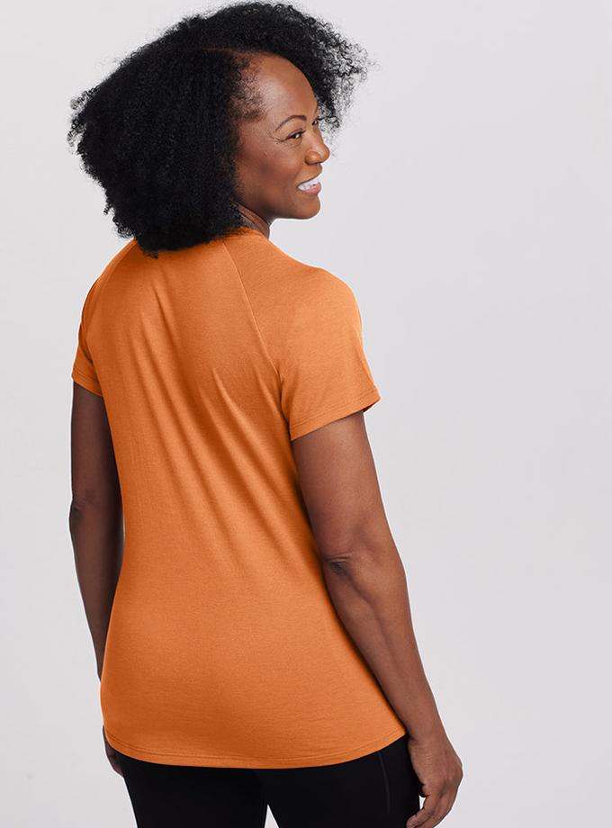 Woolx Mia V Neck - Coral Gold Free shipping