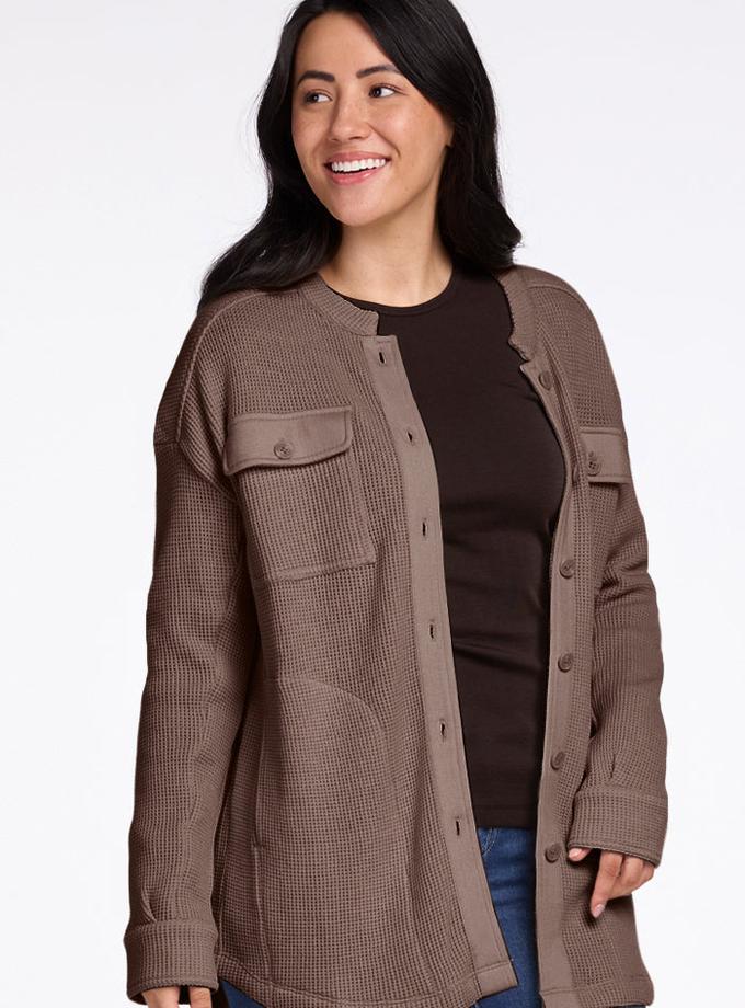 Woolx Oaklynn Waffle Shacket - Latte Best Seller