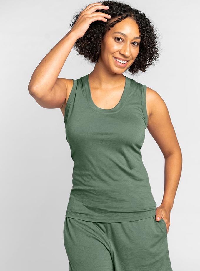 Woolx Phoebe Lounge Tank - Duck Green Same Day Delivery