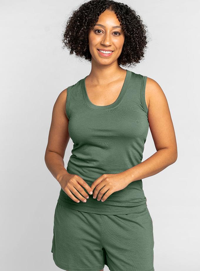 Woolx Phoebe Lounge Tank - Duck Green Same Day Delivery