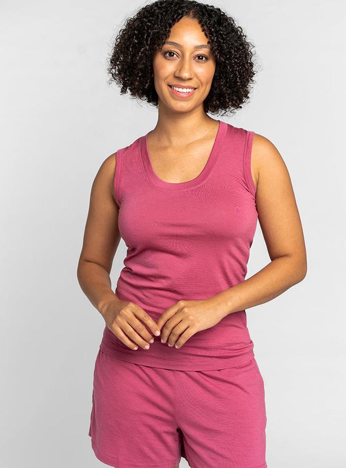 Woolx Phoebe Lounge Tank - Red Violet Same Day Delivery