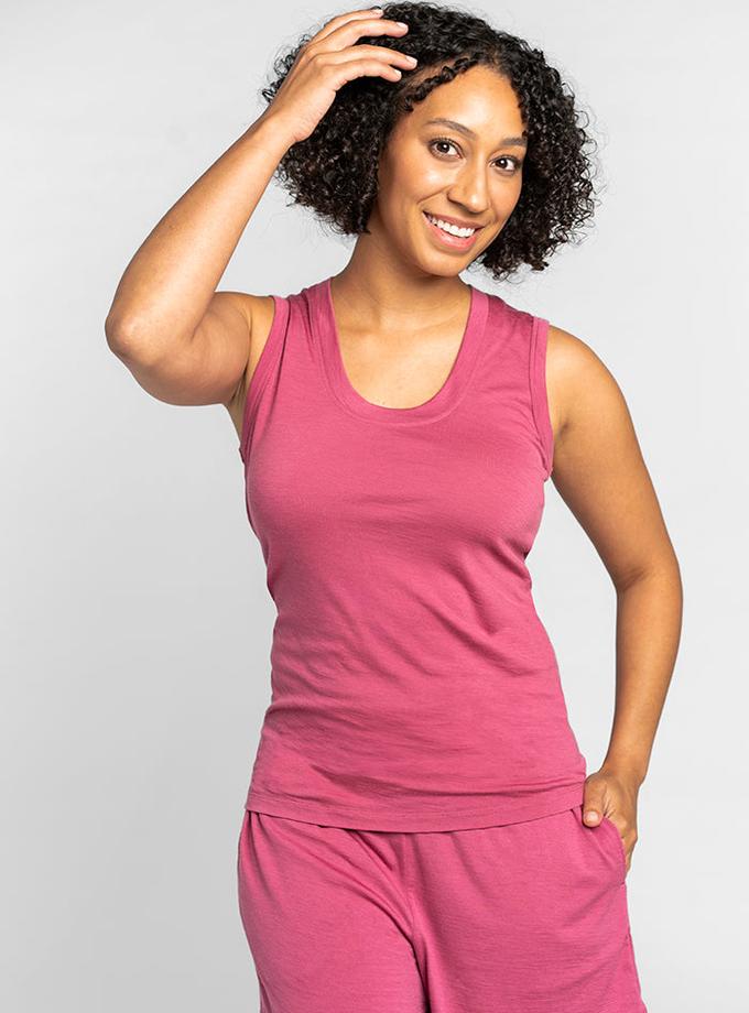 Woolx Phoebe Lounge Tank - Red Violet Same Day Delivery